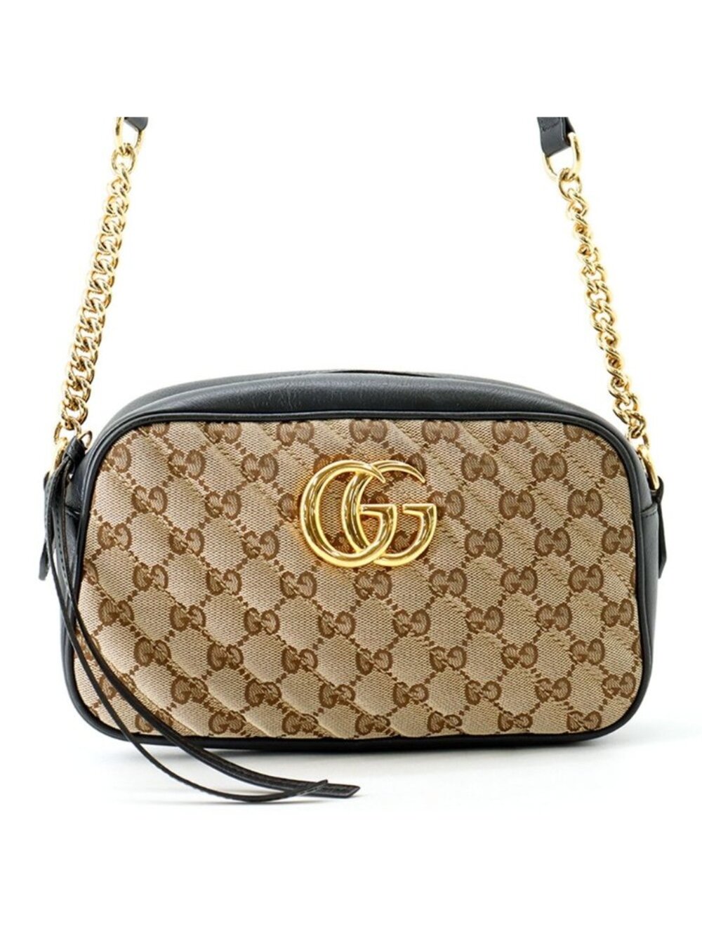 Gucci Shoulder Bag GG Marmont Canvas Leather Black - Picture 1 of 10